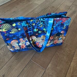 Mahjongg Blue Ocean-Themed Tote Bag w/ Tile & Racks Bag